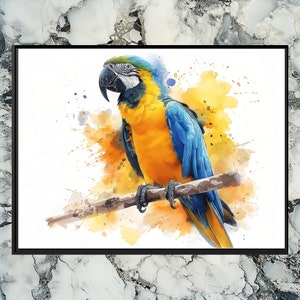 Vibrant Parrot Canvas Wall Art, Tropical Bird Print, Colorful Home Decor, Living Room Interior, Nature-Inspired Artwork, Large Custom piece