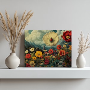 Flowers Canvas Prints Wall Art, Botanical Floral Prints Posters for Home Decor, Nature Wall Decor Oversized Garden Art Canvas