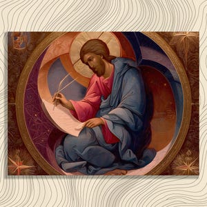 Jesus Christ Canvas Wall Art – Byzantine Sacred Geometry Icon Print Vintage Gold Decor Painting Gift for Christian Home Religious Wall Decor