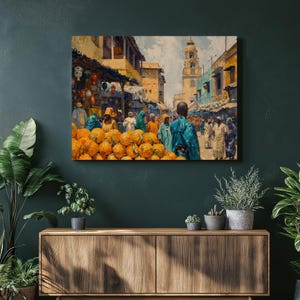 Nigeria Canvas Wall Art, Vibrant Yoruba Festivals & Lagos Markets Illustration, High Resolution Poster Art, Office Artwork, Stretched Canvas