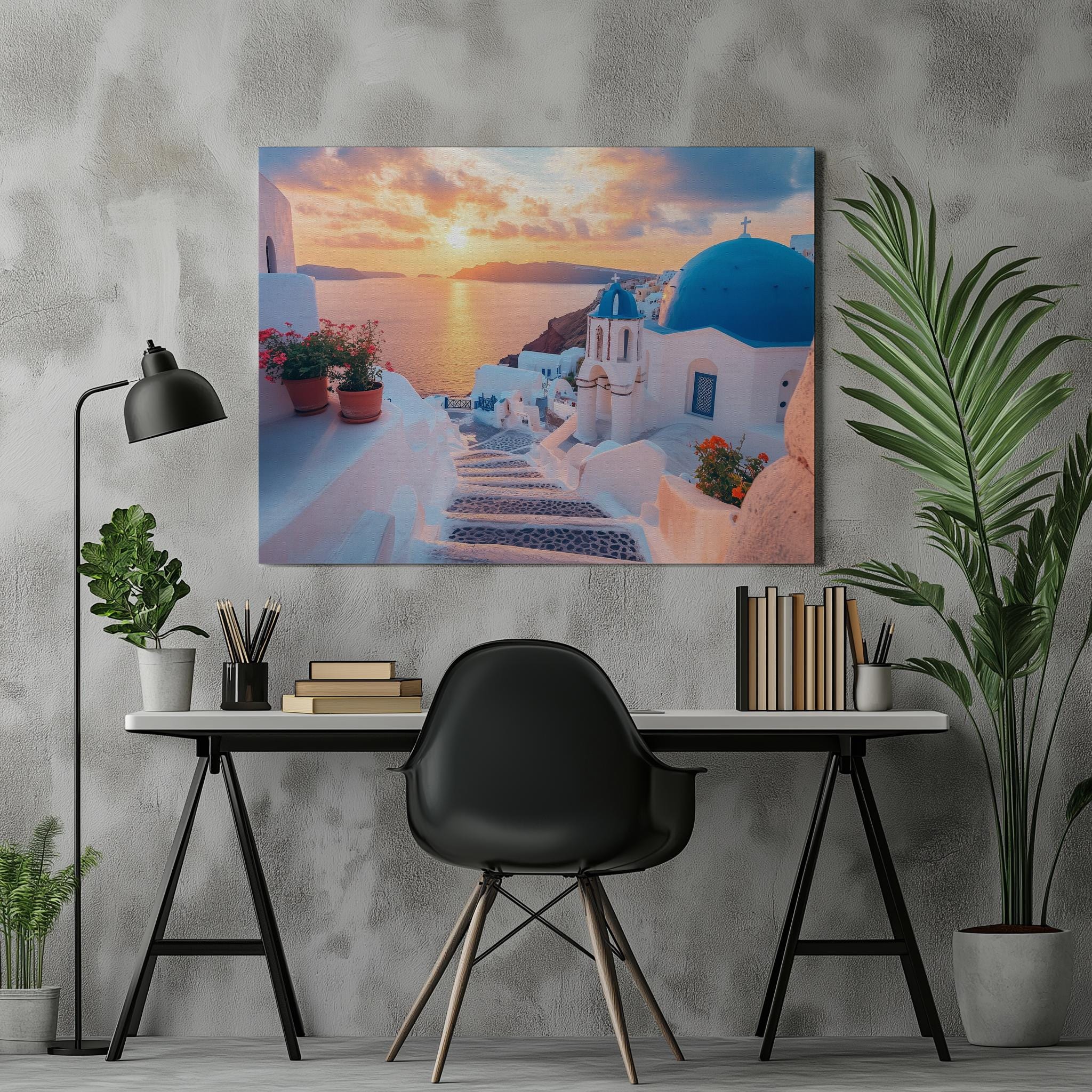 Santorini Sunset Canvas Wall Art, Greece Travel Decor, Stunning ...