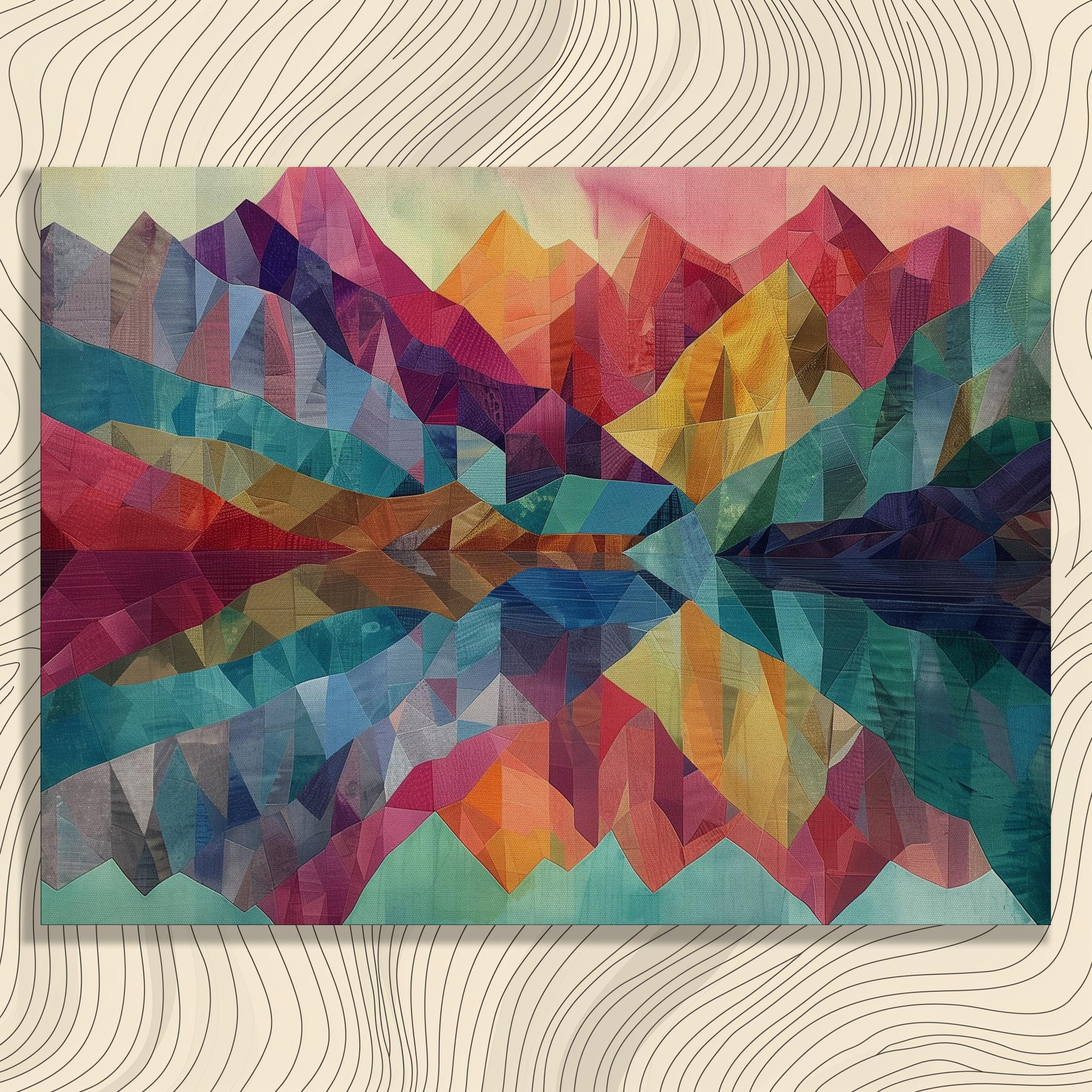 Colorful Dreamy Mountain Landscape Canvas Wall Art, Abstract Surreal ...
