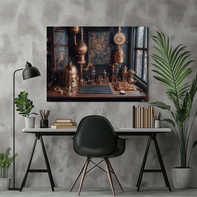 Curated visual reference: Fresh Look at Industrial Steampunk Machinery Canvas Wall Art