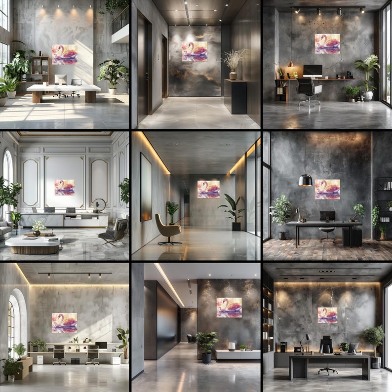 Elegant Swans Canvas Wall Art, Watercolor Print Poster Decor Unique