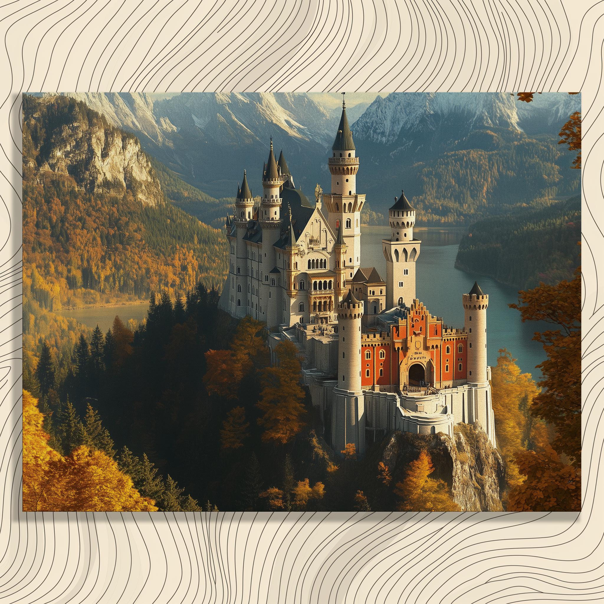 Germany Neuschwanstein Castle Canvas Wall Art, Bavarian Alps