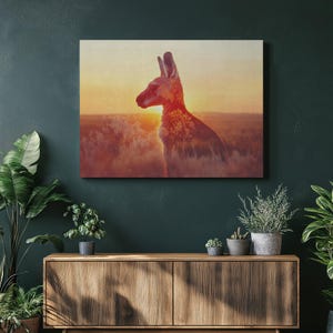 Kangaroo Sunset Wildlife Art | Australian Outback Nature Art, Silhouette Print, Sunset Decor, Kangaroo Prints, Wildlife, Silhouette Art