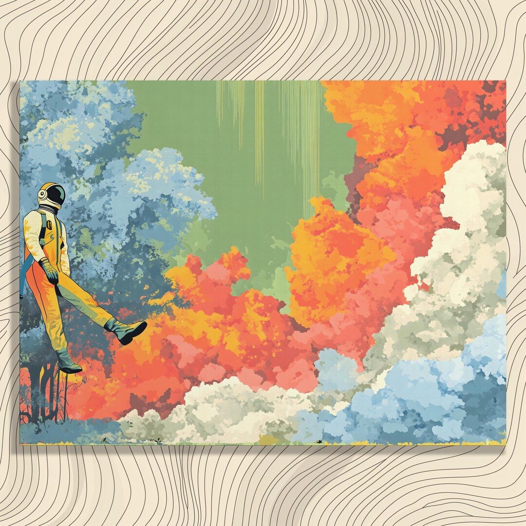 Astronaut Canvas Wall Art – Surreal Floating Space Painting Print Decor ...