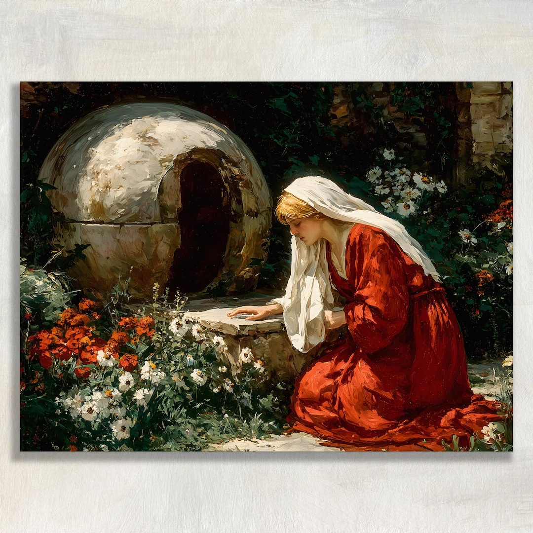 Mary Magdalene Canvas Wall Art - Christian Resurrection Garden With ...