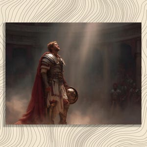 Epic Roman Gladiator Canvas Wall Art - Stunning Ancient Coliseum Battle Painting Print Classic History Decor Perfect Gift for Adults