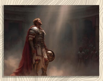 Epic Roman Gladiator Canvas Wall Art - Stunning Ancient Coliseum Battle Painting Print Classic History Decor Perfect Gift for Adults