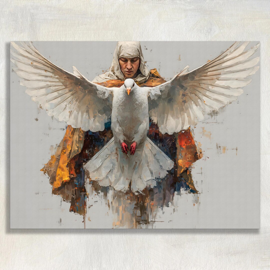 Holy Spirit Dove Canvas Wall Art - Modern Christian Painting Print ...
