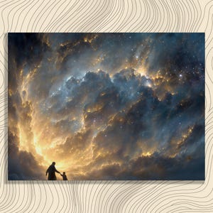 Celestial Cosmic Dream canvas muurkunst - surrealistisch sterrenstelsel nachtelijke hemel schilderij met etherische wolken en mystieke universum print voor volwassenen