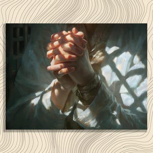 Praying Hands Canvas Wall Art - Oil Painting of Prayer Hands Spiritual Gift and Christian Faith Home Decor Christian Gift Decor