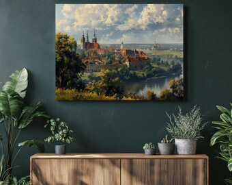 Leinwandbild aus Polen, mittelalterliche Burgszene mit traditionellen polnischen Volkselementen und filmreifer Beleuchtung, perfekte Dekoration für Zuhause und Büro
