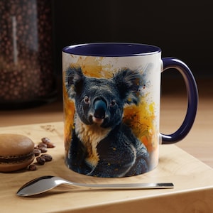 Blue Yellow Koala Mug | Animal Lover, Coffee Mug, Tea Mug, Nature, Present, Gift, Birthday, Holiday, Vacation, Beautiful Mugs, Popular