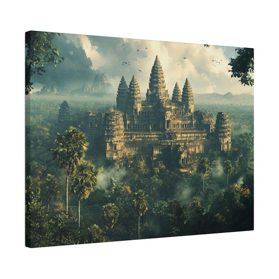 油彩画】アンコール カンボジア 寺院 インテリア 絵画 芸術 アート