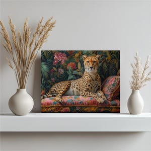 Cheetah canvas wall art, wildlife painting, animal decor, safari themed wall hanging, big cat illustration, nature inspired decoration