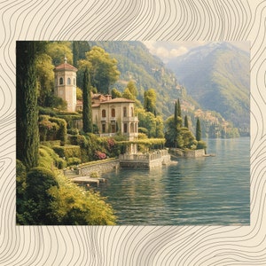 Italy Lake Como canvas wall art, perfect serene Italian landscape painting, beautiful scenic canvas, Italian decor, tranquil wall, Home Art