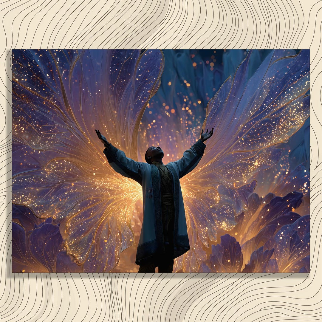 Mystical Wings Canvas Wall Art - Abstract Bohemian Ethereal Meaning ...
