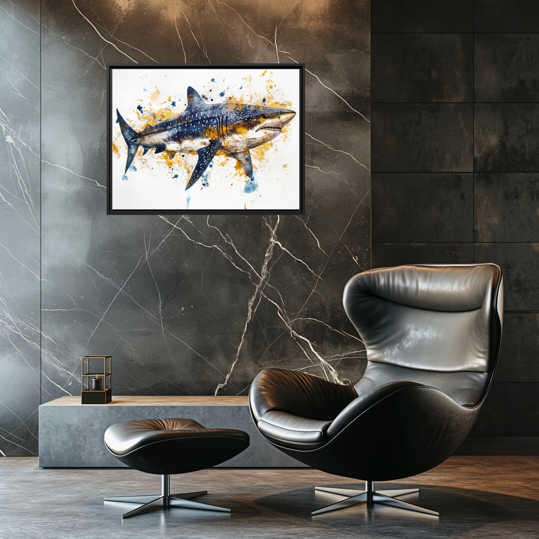 Shark Canvas Wall Art, Large Ocean Print, Underwater Decor, Marine ...