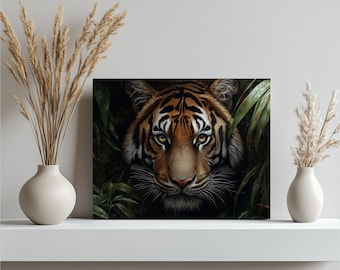 Stunning Bengal Tiger Canvas Wall Art, Exotic Jungle Decor, Large Wildlife Print, Bold Home Accent, Nature Canvas Painting, Entrance Artwork