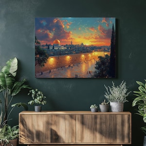 Israel Canvas Wall Art, Beautiful Jerusalem Wall Decor Stunning Israel Scenery Print Vibrant Holy Land Canvas Jewish Art Spiritual Home