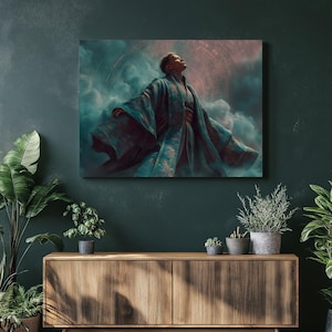 Mystical Mage Canvas Wall Art – Dark Arcane Circle Illustration Surreal Fantasy Decor Exclusive Print Gift for Spiritual Seekers
