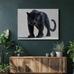 Noble Jaguar canvas wall art, Panthera onca print, art deco style, detailed illustration, unique wall decor, gift for art lovers, Office Art