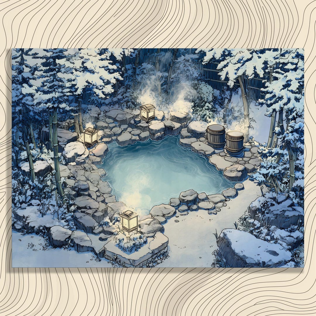 Tranquil Onsen Bamboo Canvas Wall Art – Japanese Garden Hot Spring ...