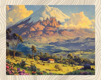 Ecuador Canvas Wall Art, High Resolution Oil Painting, Galapagos Islands Andean Music Inspired Home Decor, Super Realistic Landscape Artwork
