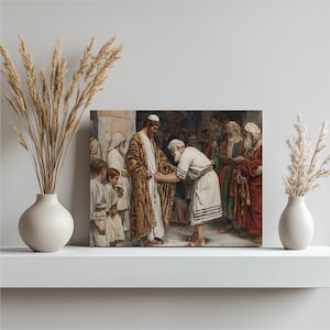 Jesus Temple Tax canvas wall art - Classic Biblical Painting Print Religious Christian Decor Gift Apostle Peter Ancient Jerusalem