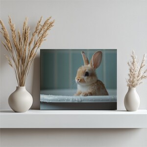 Cute Whimsical Bunny Painting Animal Prints Wall Art for Home Decor, Bunny Artwork Rabbit Prints Bunny Nursery Art, Bunny Decor