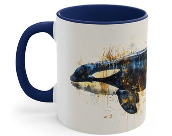 Blue Yellow Orca Whale Mug | Animal Lover, Coffee Mug, Tea Mug, Nature, Present, Gift, Birthday, Holiday, Vacation, Beautiful Mugs, Popular