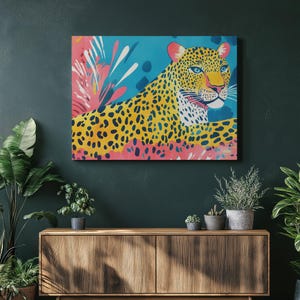 Leopard Canvas Prints Wall Art Modern Art Animal Prints Animal Painting Wildlife Jungle Artwork Tropical Wall Art Boho Wall Art Decor