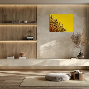 Sunflower Bees Macro canvas wall art – Vibrant nature photography pollination closeup yellow flower wildlife print colorful macro canvas image 5