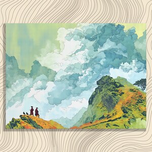 Serene Mountain Path Canvas Wall Art - Modern Landscape Painting Decor Print for Hiking Gift Nature Adventure Canvas Print Landscape Art