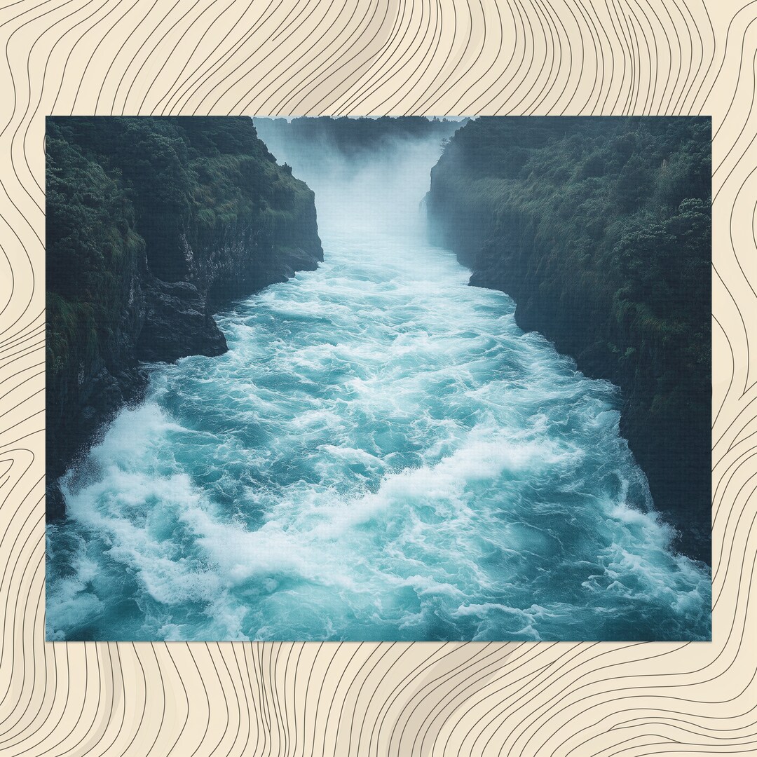 Stunning New Zealand Canvas Wall Art, Huka Falls Waterfall Print