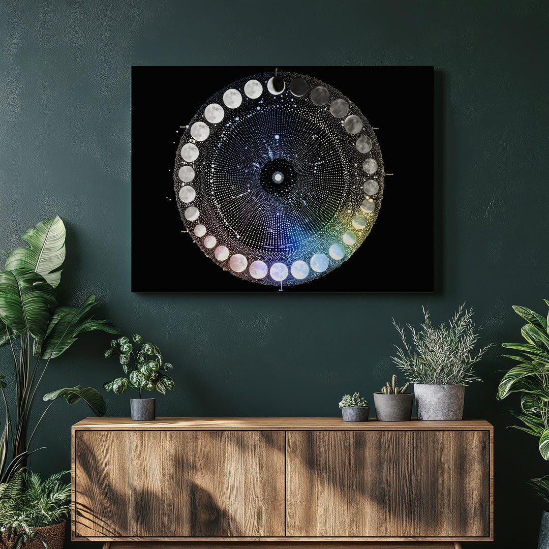 Moon Phase Canvas Wall Art – Lunar Cycle Print for Celestial Decor - Etsy