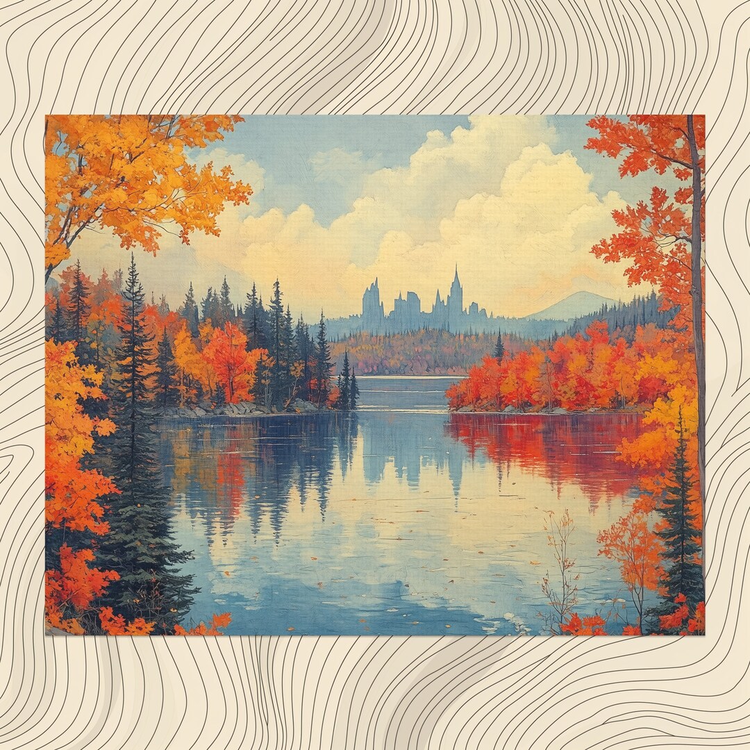 Algonquin Park Autumn Reflection Framed Canvas by Jennifer Squires