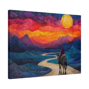 Ibn Battuta Travel Art Desert Painting Camel Sunset Landscape Art Boho ...