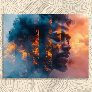 Surreal Portrait Canvas Wall Art - Dream Cloud Fusion Painting Print Decor Gift for Dreamers and Artists Imaginative Abstract Design
