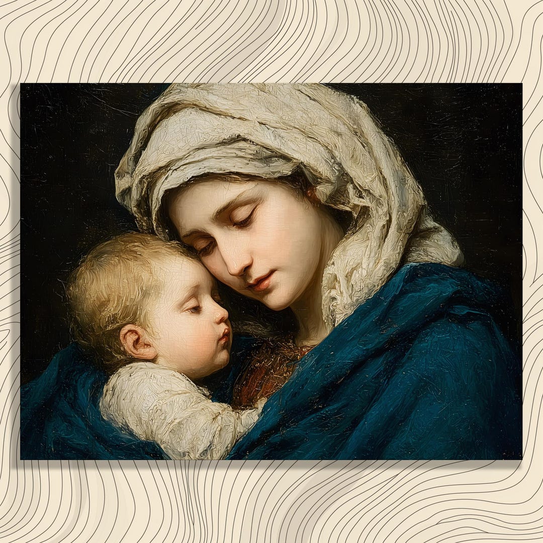 Virgin Mary Canvas Wall Art - Madonna and Child Renaissance Portrait ...