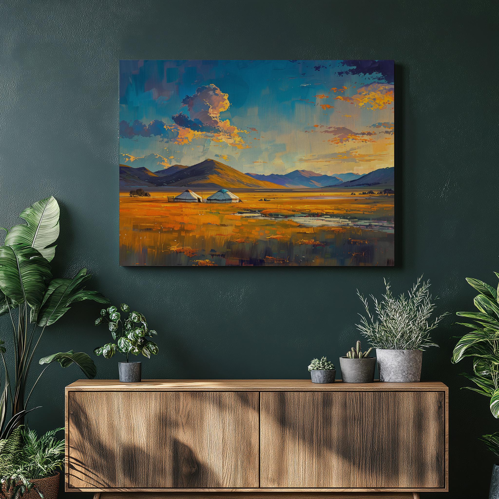 Mongolia Canvas Wall Art, Detailed Oil Painting, Traditional