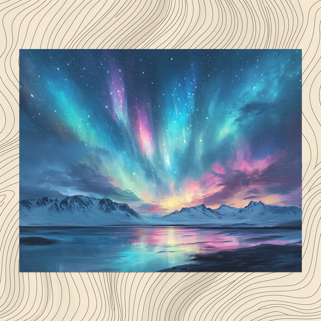 Northern Lights Canvas Wall Art, Stunning Iceland Scenic Prints With ...