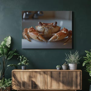 Crab Canvas Wall Art | Vibrant Coastal Crab Decor for Kitchen, Living Room Bathroom | Ocean Art Print for Seafood Nature Lovers
