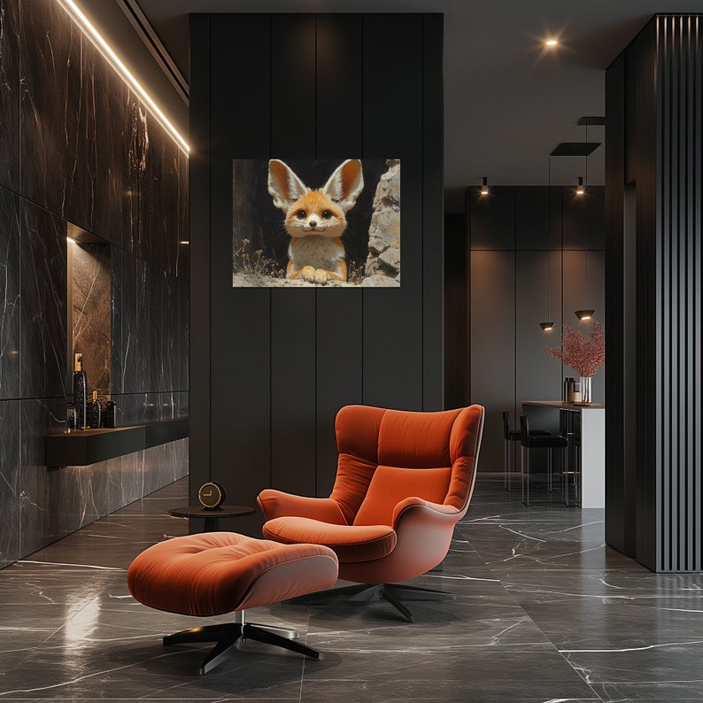 Fennec Fox Canvas Wall Art, Large Ears Decor Animal Painting Cute Fox