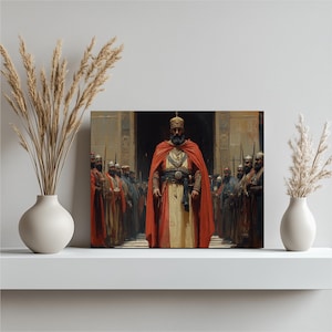 Sultan Suleiman Ottoman Empire Canvas Wall Art – Regal Royalty Painting with Military Scene, Historical Turkish Decor for Living Room