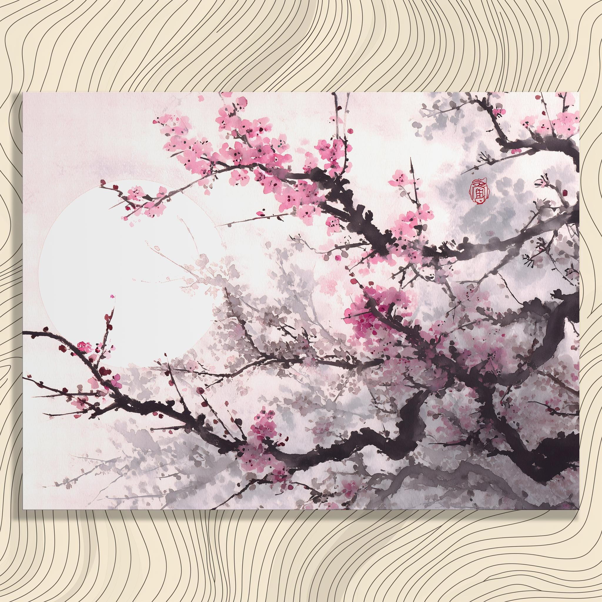 Toile Murale Inspirante Rose – Fleurs De Cerisier – Citations Motivation équipe – Encadrée 30,5 X 40,6 Cm
