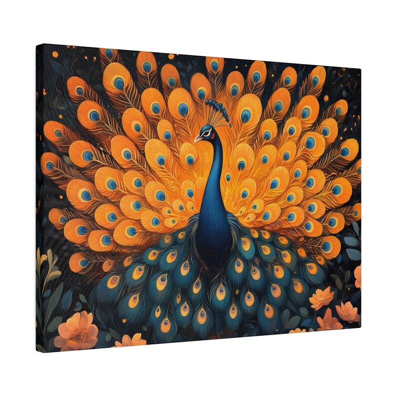 Majestic Peacock Canvas Wall Art Vibrant Garden Scene Decor for Living