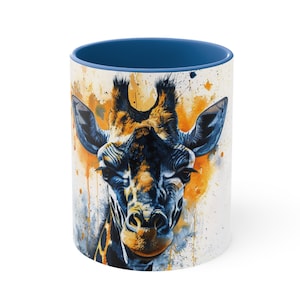 Blue Yellow Giraffe Mug | Animal Lover, Coffee Mug, Tea Mug, Nature, Present, Gift, Birthday, Holiday, Vacation, Beautiful Mugs, Popular